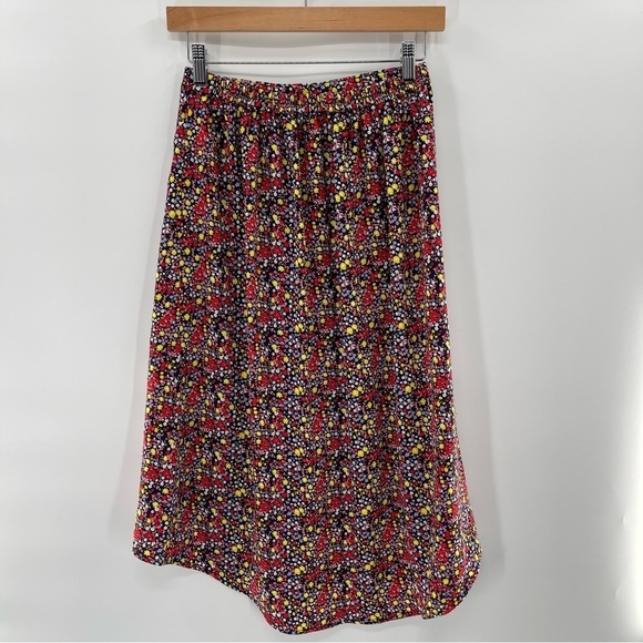 J. Crew Floral Whimsygoth High-Low Faux Wrap Cottagecore Midi Skirt Size XXS - Picture 8 of 11